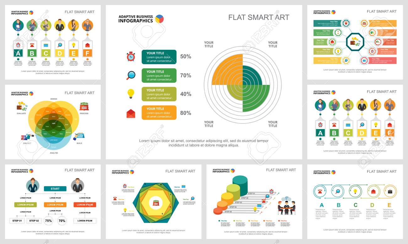colorful smart art charts set for presentation slide templates smart art