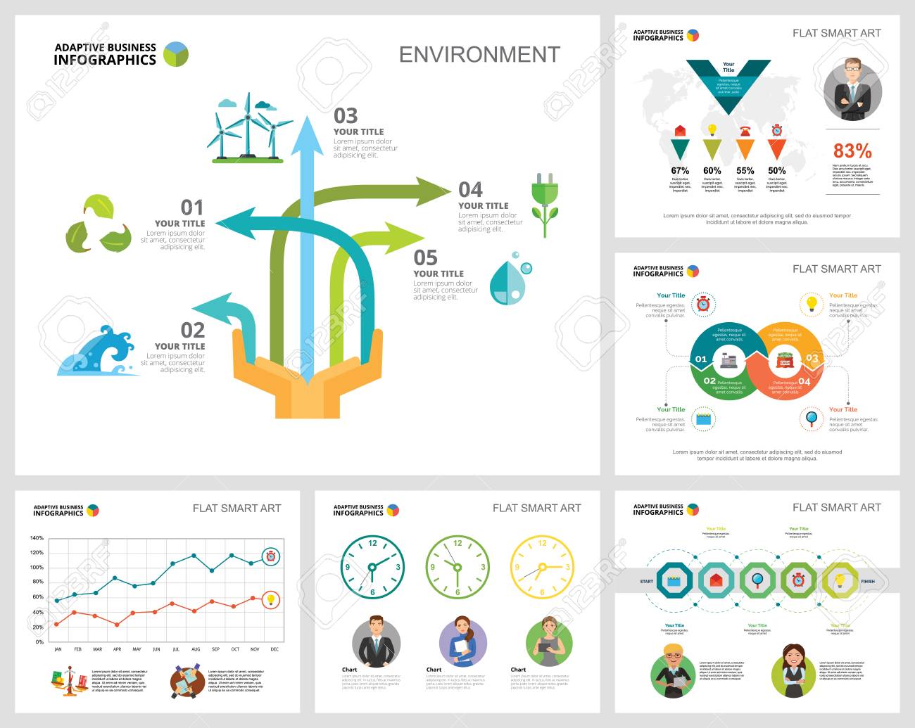 colorful diagrams set for presentation slide templates business presentation diagrams