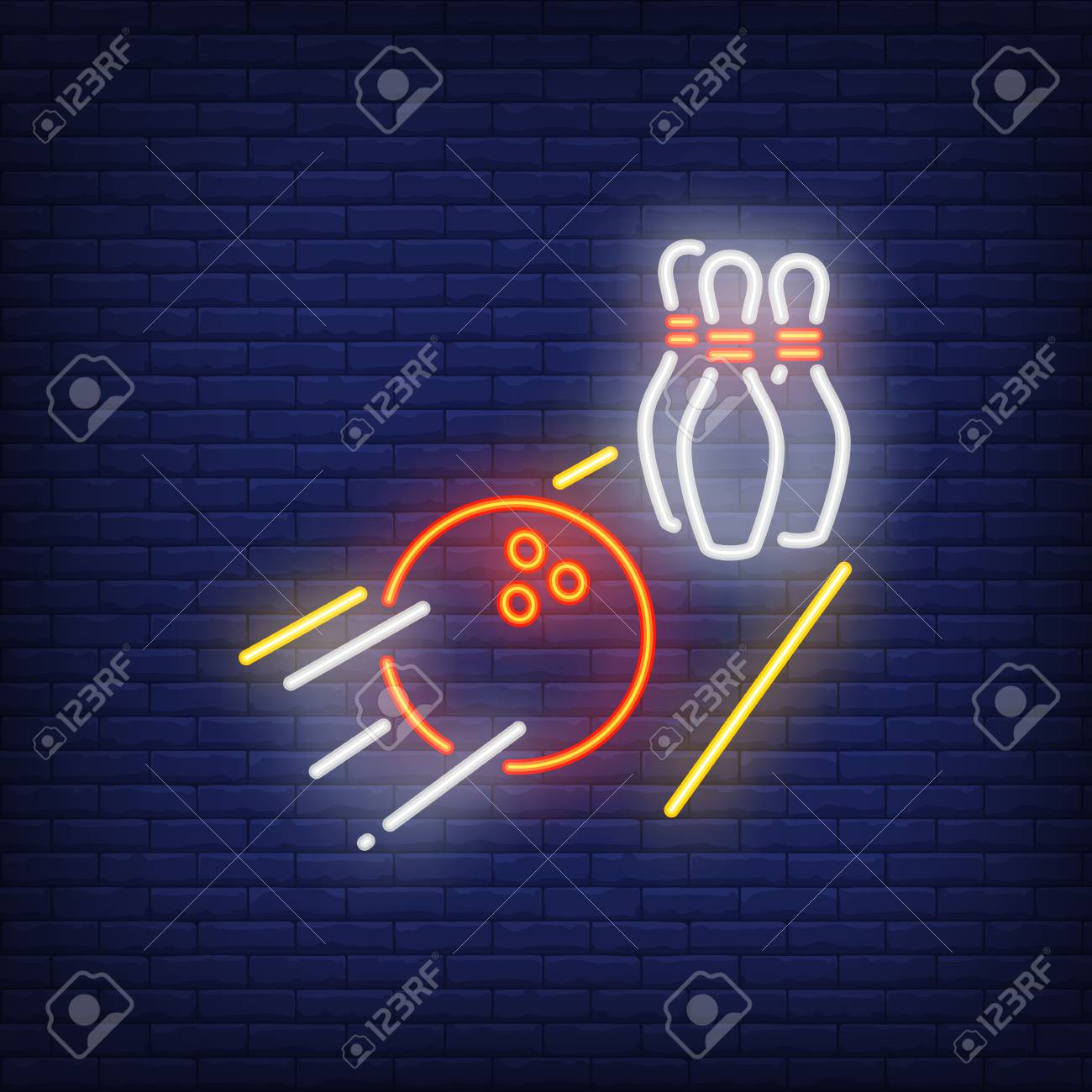Bowling ball rolling on alley neon sign. Heavy ball throwing pins. Night bright advertisement. Vector illustration in neon style for game and entertainment - 112129719 Bowling ball rolling on alley neon sign. Heavy ball throwing pins. Night bright advertisement. Vector illustration in neon style for game and entertainment - 112129719
