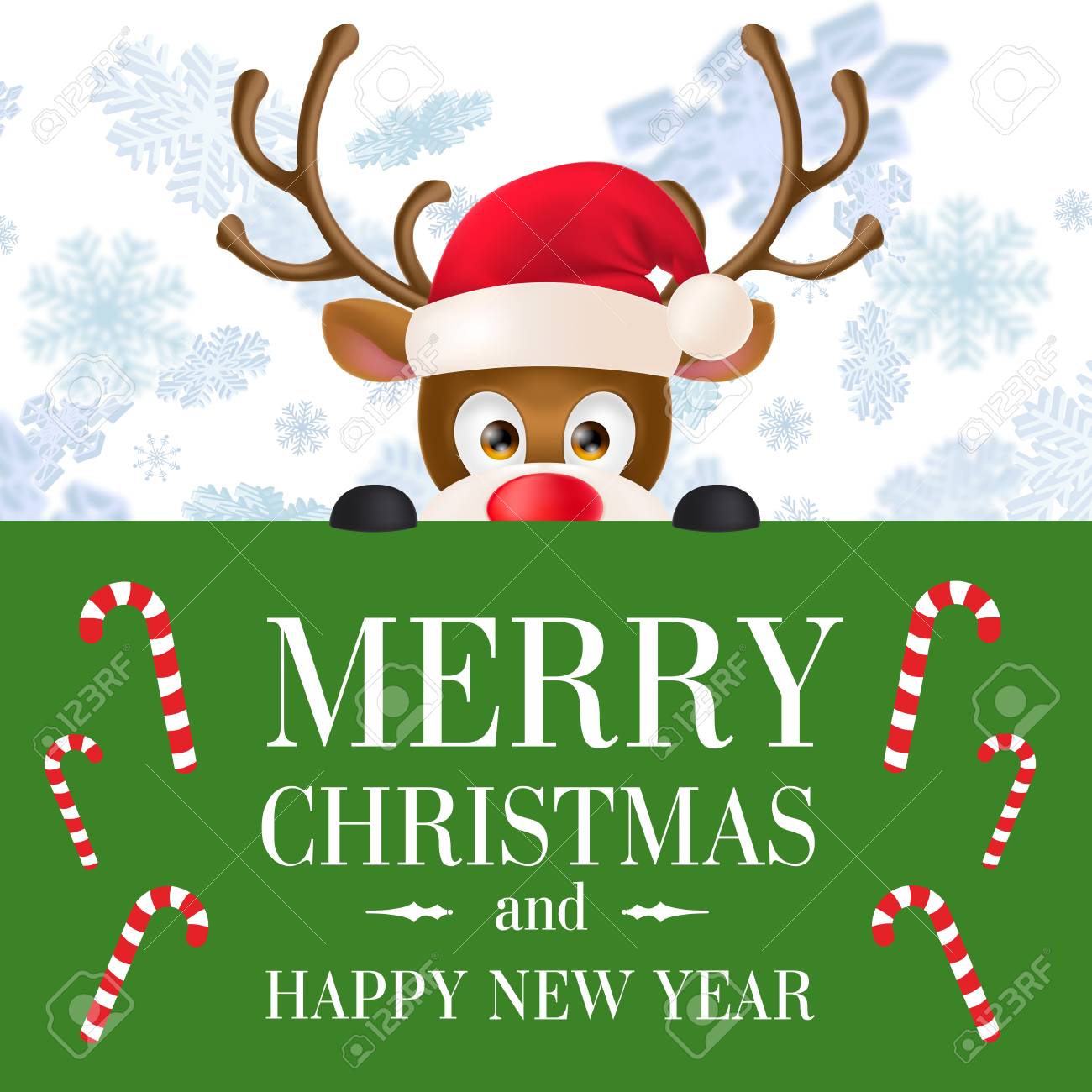 merry christmas and happy new year banner reindeer in santa reindeer banner