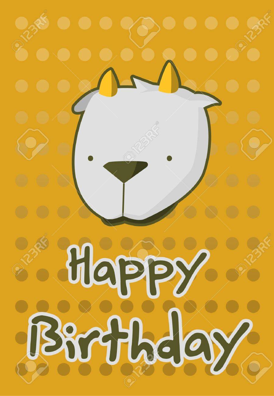 Carte D Anniversaire Avec L Illustration Mignonne De Chevre Clip Art Libres De Droits Vecteurs Et Illustration Image