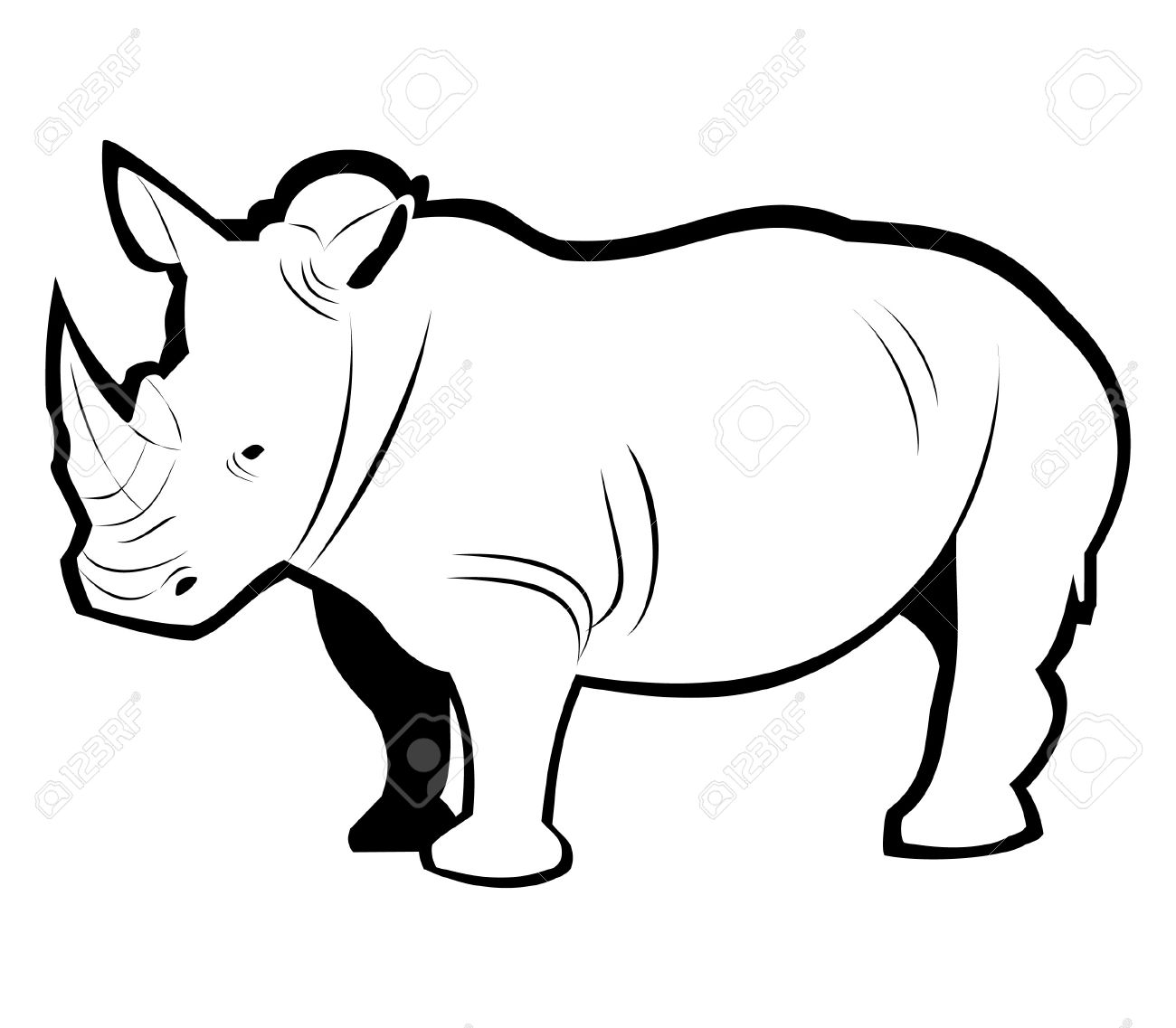 rhino outline royalty free cliparts vectors and stock illustration