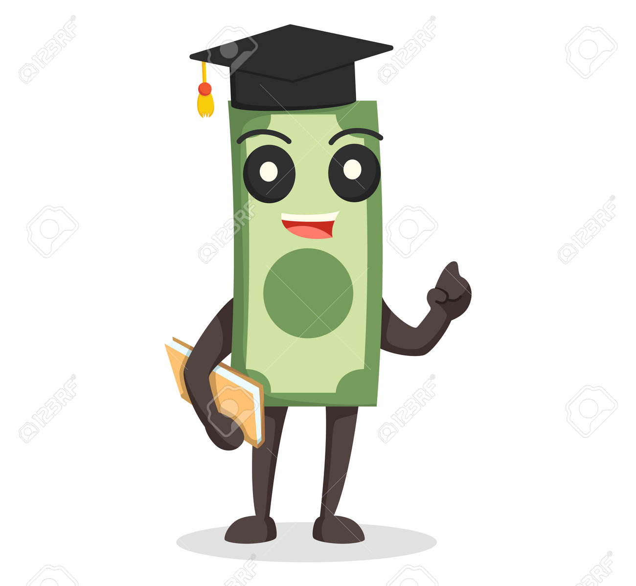 卒業の帽子とお金文字のイラスト素材 ベクタ Image