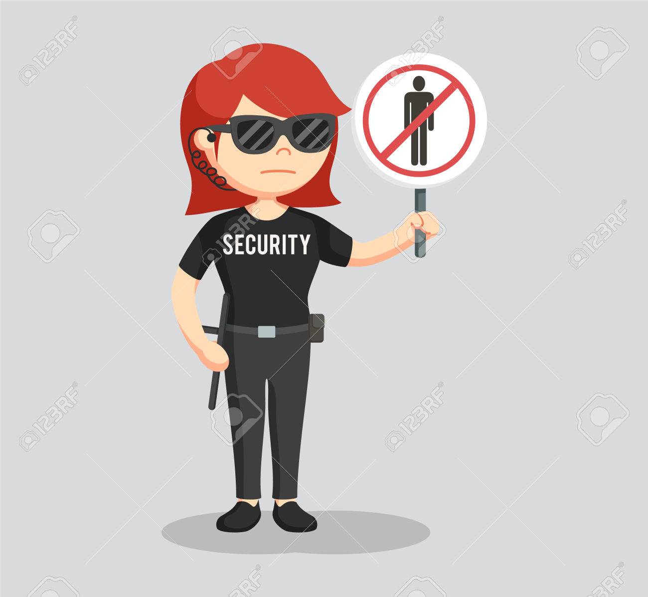 Security Guard Woman With Forbidden Pass Sign Royalty Free Cliparts Vectors And Stock Illustration Image 71134893