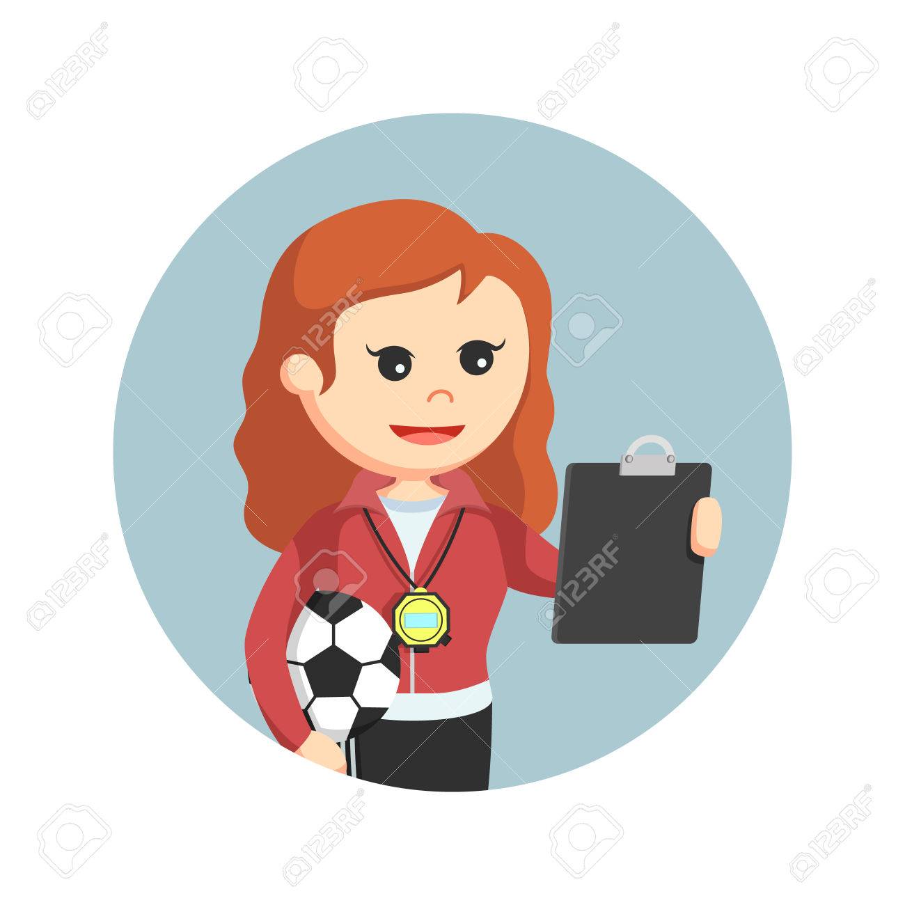 Female Sport Teacher Looking At Clipboard In Circle Background Royalty Free  SVG, Cliparts, Vectors, and Stock Illustration. Image 76047784., image size:1300x1300