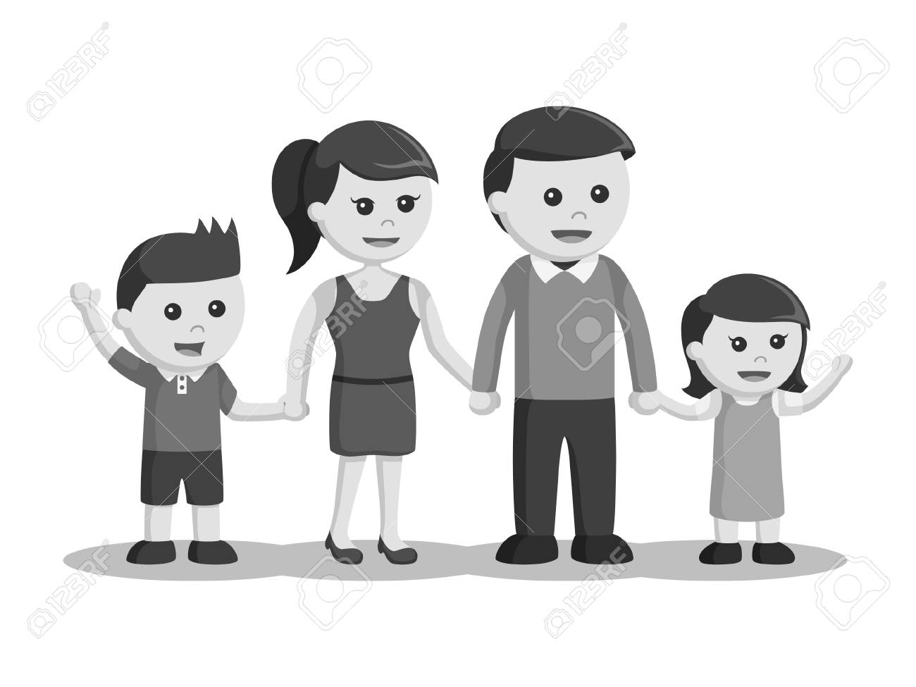 Black And White Happy Family Color Black And White Style Free Image and  Photograph 93089196., image size:1300x975