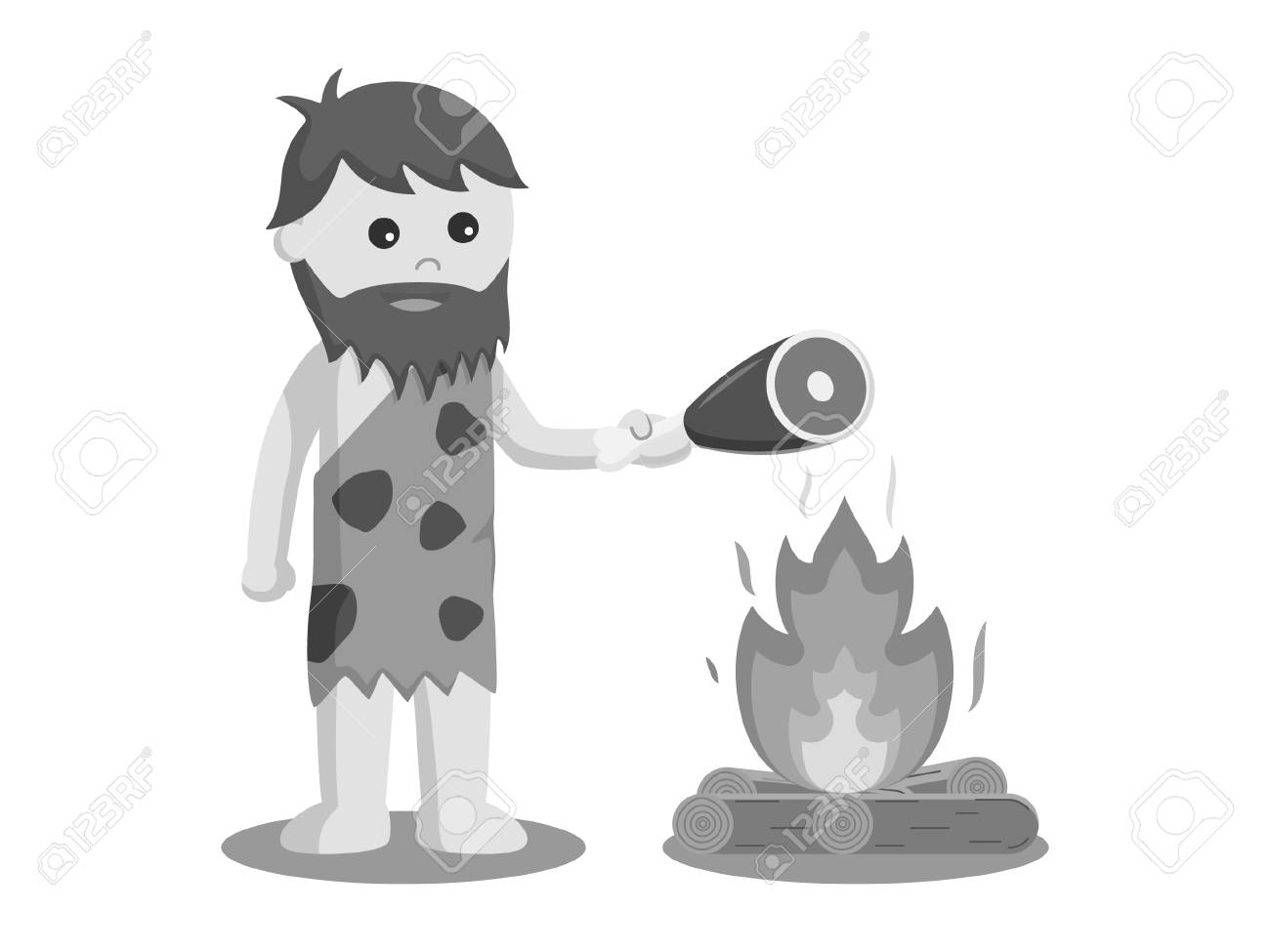 キャベマンバーン肉ベクトルイラストデザインの黒と白 のイラスト素材 ベクタ Image