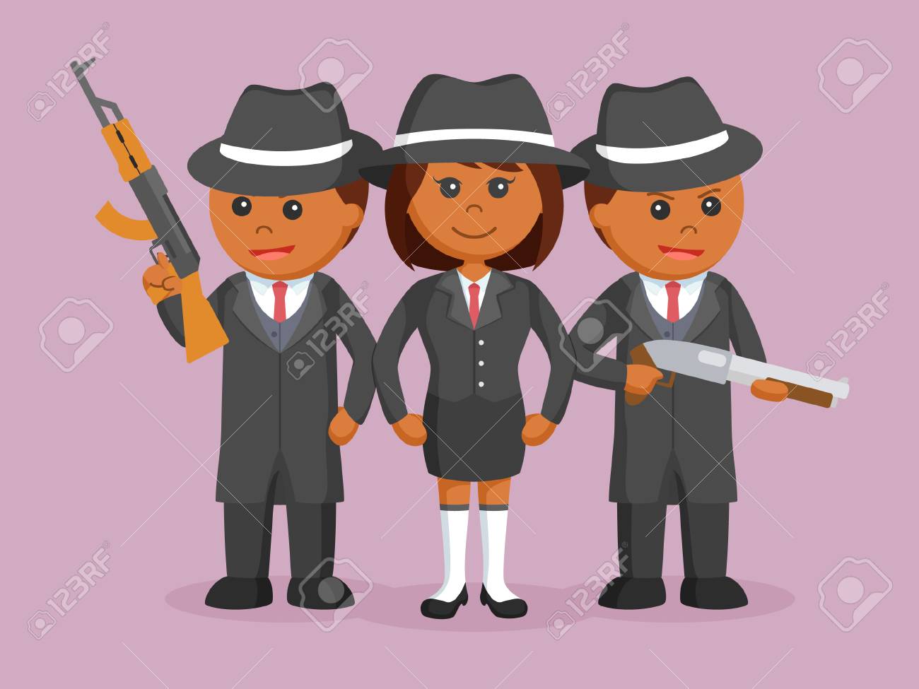 彼女の乗組員ベクターイラストとアフリカの女性マフィアのボス のイラスト素材 ベクタ Image