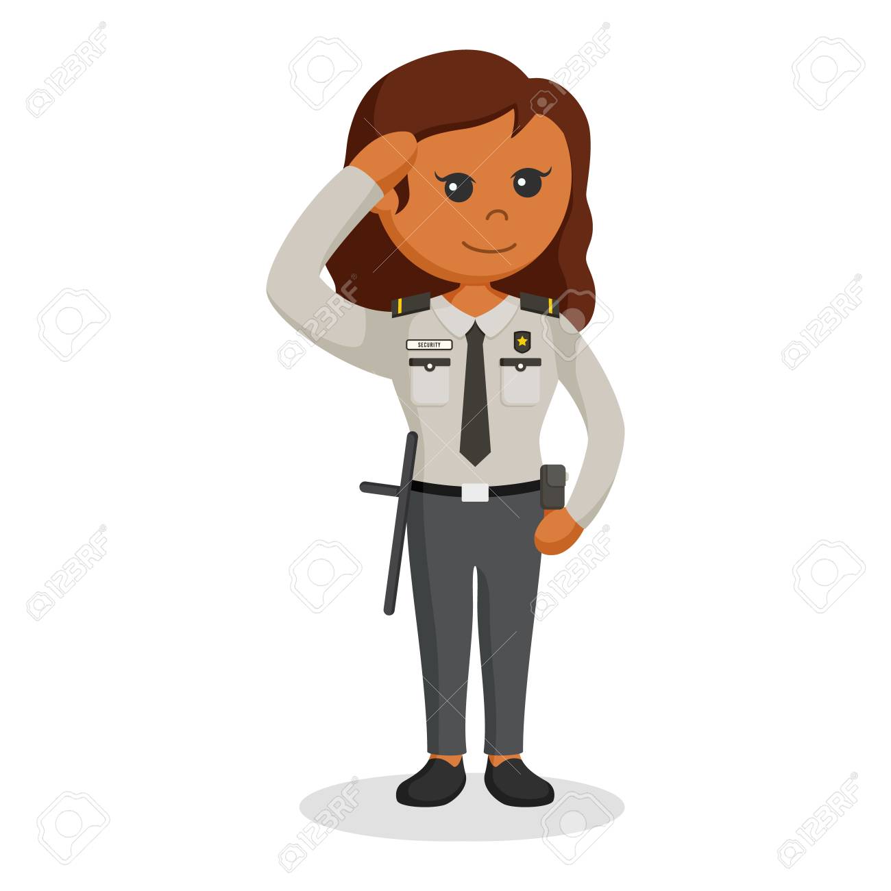 Agent De Securite Africaine Femme Donnant Clip Art Libres De Droits Vecteurs Et Illustration Image 95240554