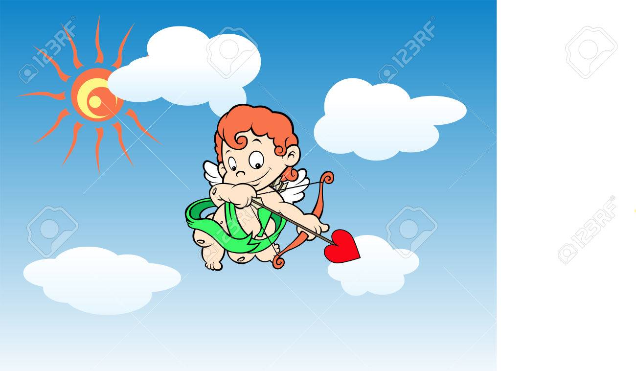 かわいいキューピッド彼の矢印を撮影する準備ができてのベクトル イラスト のイラスト素材 ベクタ Image