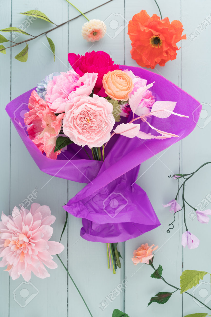 crepe paper flower bouquet with peonies sweet peas poppies flower arrangements with tissue paper