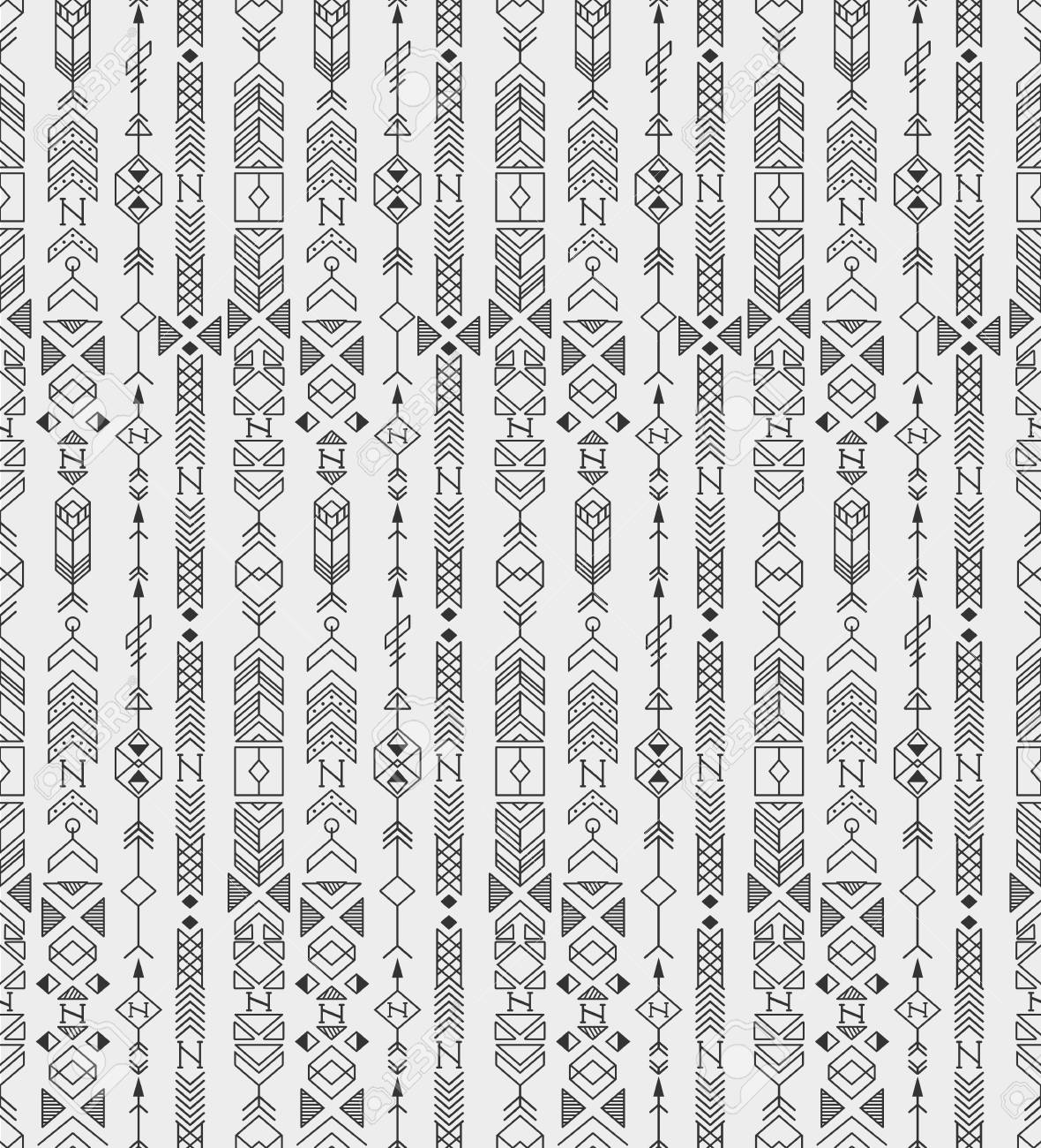 ネイティブ アメリカンをモチーフにしたシームレスな民族パターンのイラスト素材 ベクタ Image