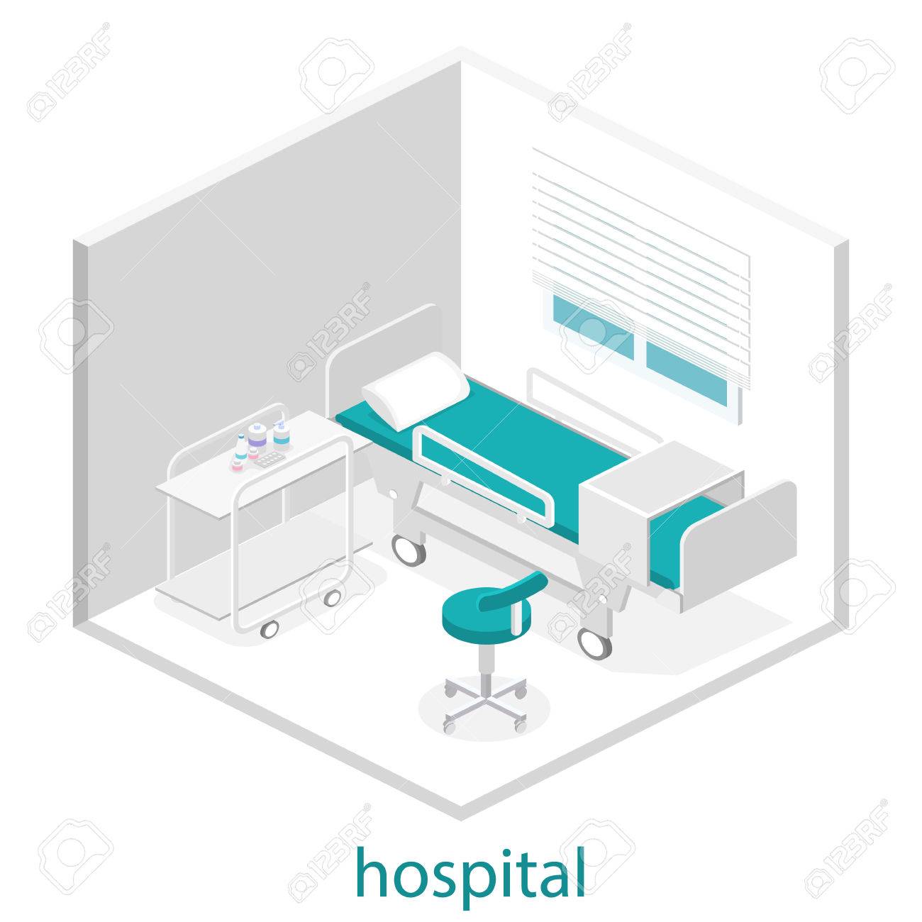 病室の等尺性フラット インテリア フラット 3 D イラストのイラスト素材 ベクタ Image 病室の等尺性フラット インテリア フラット 3 D イラストのイラスト素材 ベクタ Image
