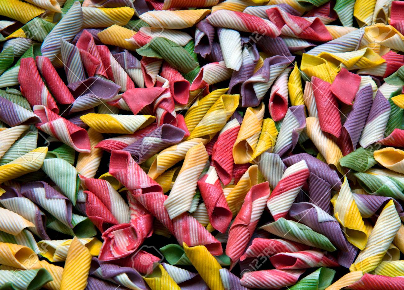 Background of Italian multicolor garganelli pasta - 34321660 Background of Italian multicolor garganelli pasta - 34321660