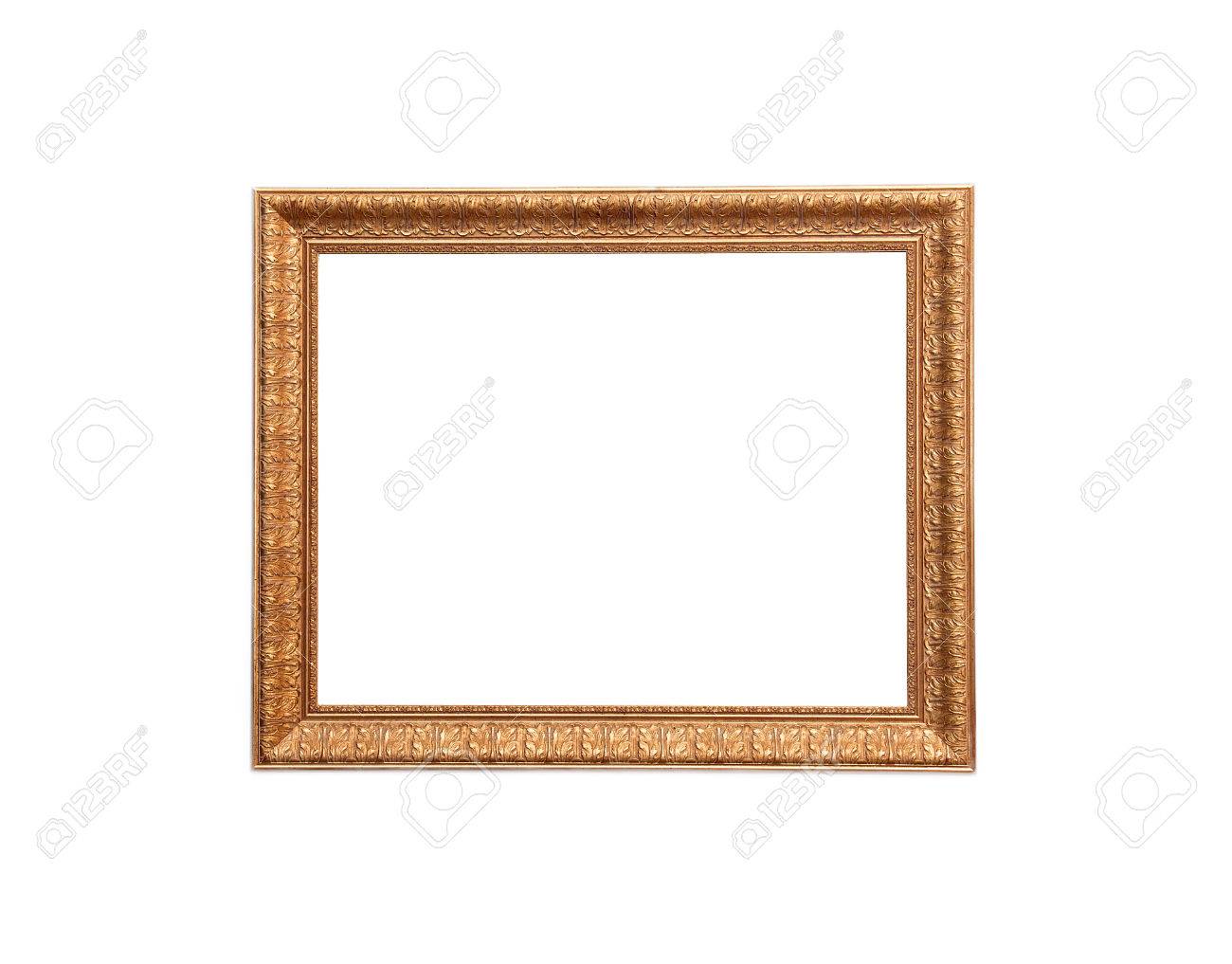 A modern wood frame with classic carved leaves design on white background - 43271170 A modern wood frame with classic carved leaves design on white background - 43271170