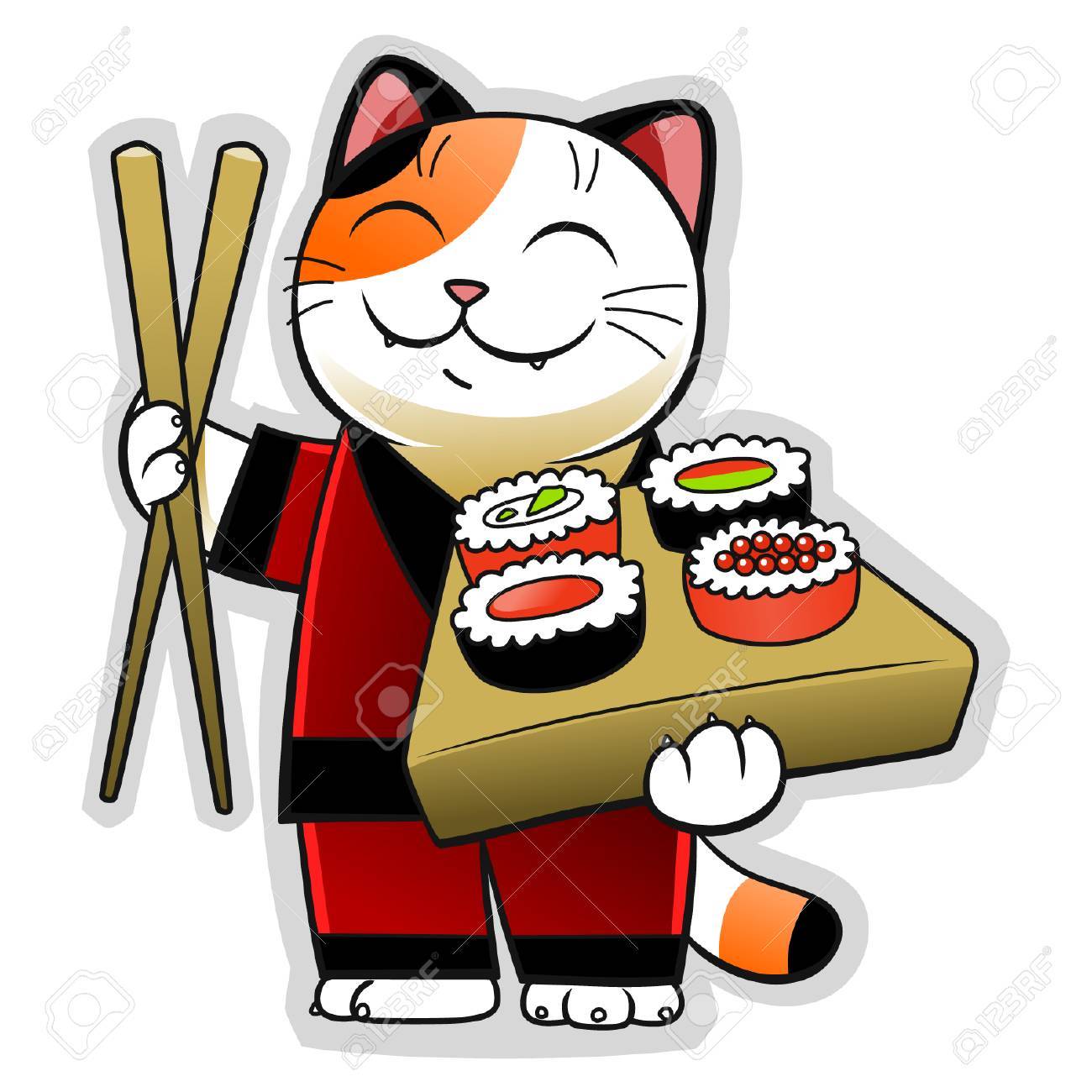 寿司猫のイラスト素材 ベクタ Image