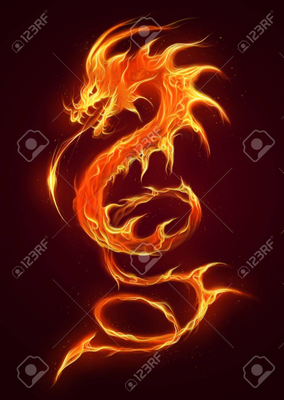 fire dragon stock photo