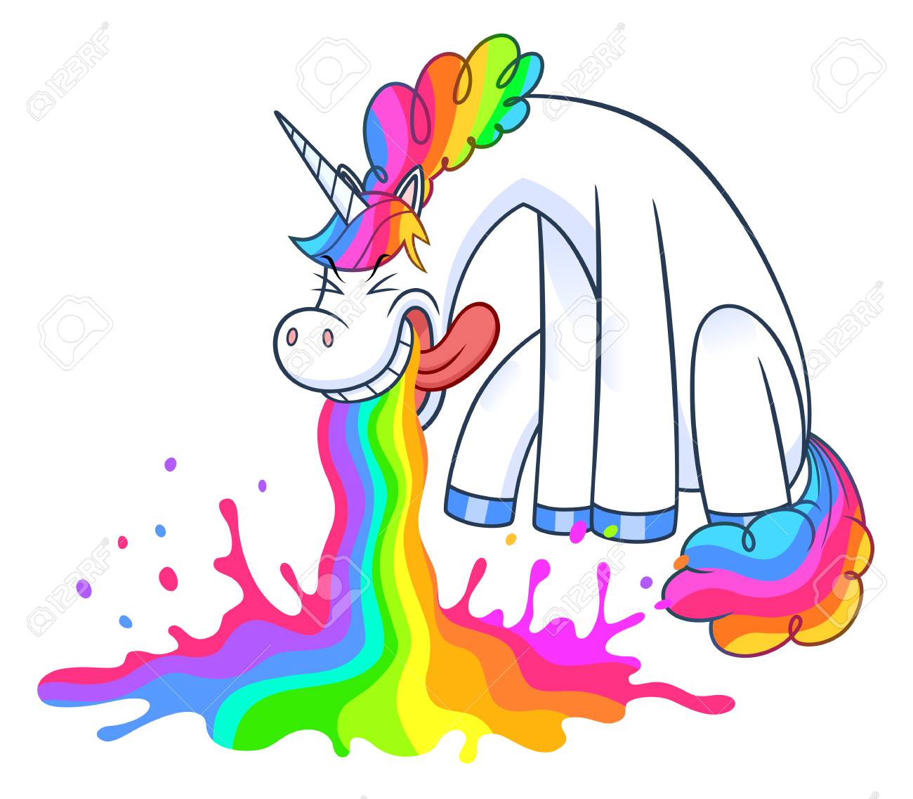 Funny Unicorn Puking Rainbow Royalty Free Cliparts Vectors And Stock Illustration Image 90093327