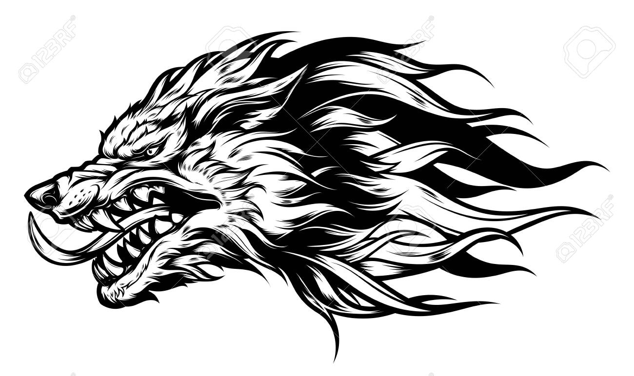 Angry Wolf Head Black And White Royalty Free SVG, Cliparts, Vectors, And  Stock Illustration. Image 147751290.