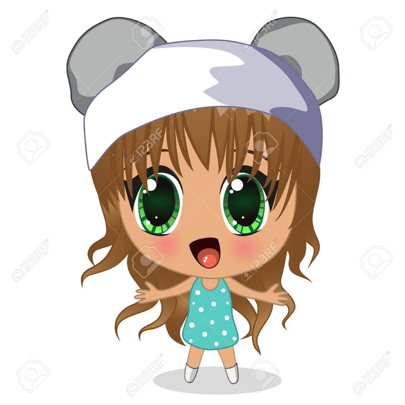 Banque dimages cute girl anime isolé sur un fond blanc