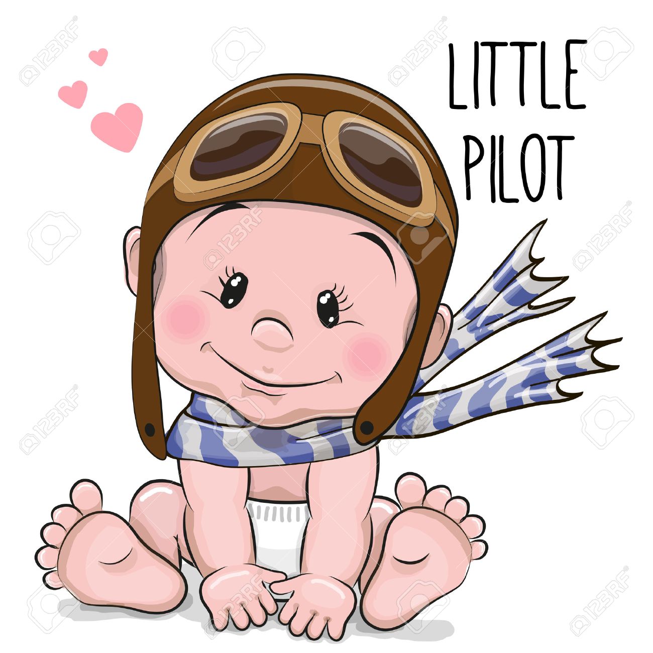 かわいい漫画の男の子パイロット帽子とスカーフのイラスト素材 ベクタ Image