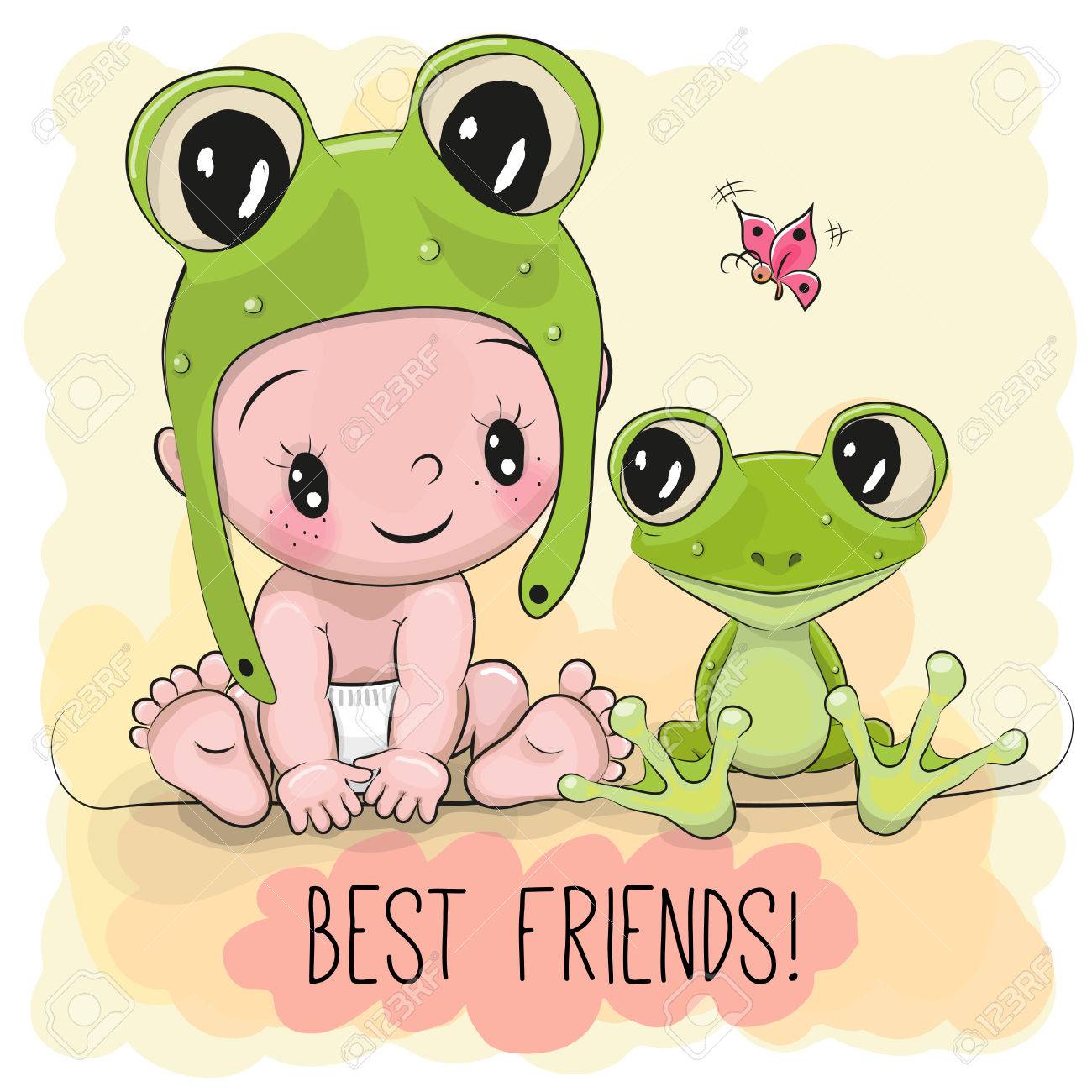 cute frogs with hats cartoon