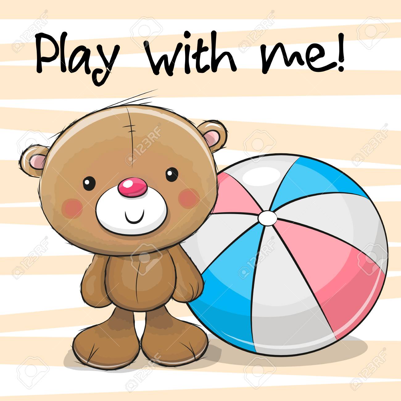 背景が黄色のボールとかわいいクマ のイラスト素材 ベクタ Image 3741