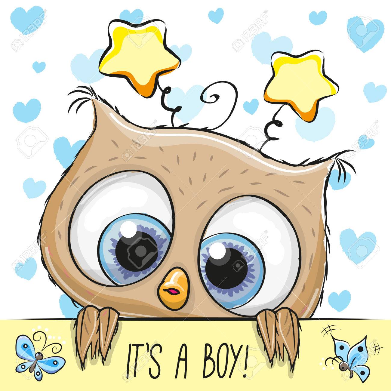 Baby Shower Greeting Card With Cute Cartoon Owl Boy Royalty Free Cliparts Vectors And Stock Illustration Image 85057933