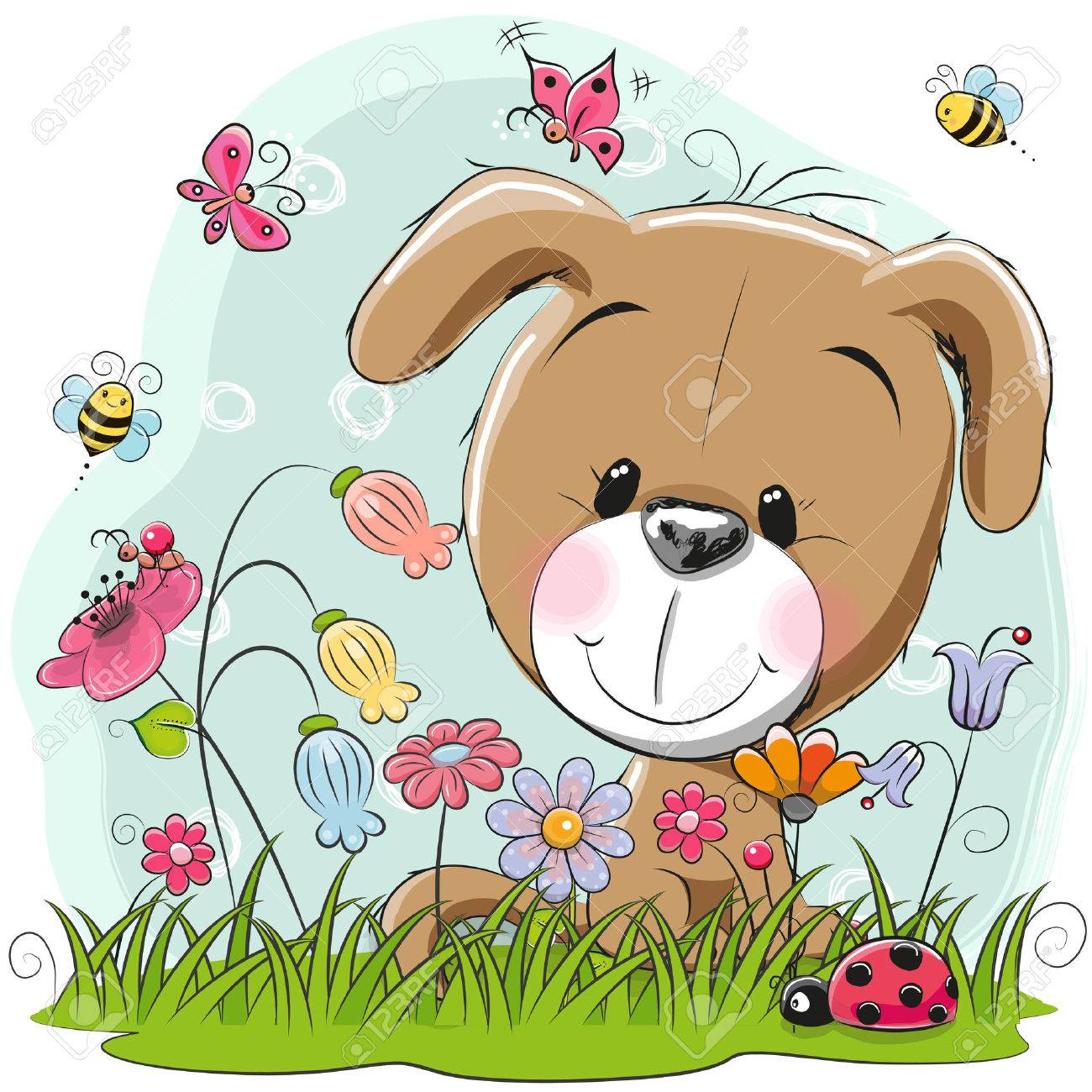 Image result for animated dog . flower