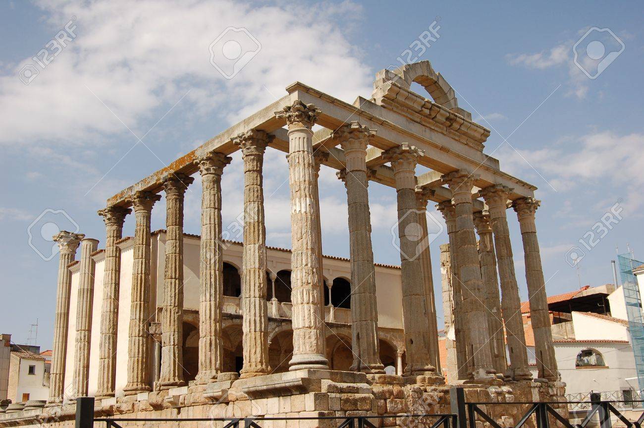 The Roman Temple Of Diana In Merida Spain Built At The End Of The I B C Stock Photo Picture And Royalty Free Image Image