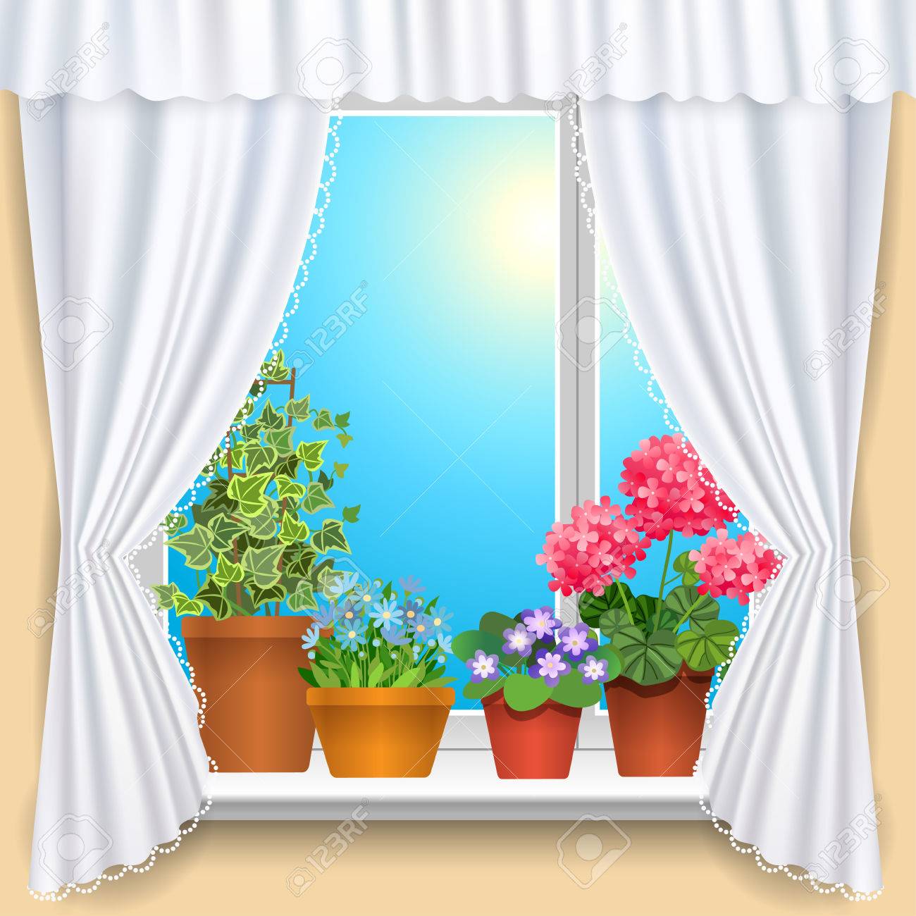 Fenêtre Avec Des Rideaux Et Des Fleurs Blanches Modèle Fond Pour La ... Fenêtre Avec Des Rideaux Et Des Fleurs Blanches Modèle Fond Pour La ...