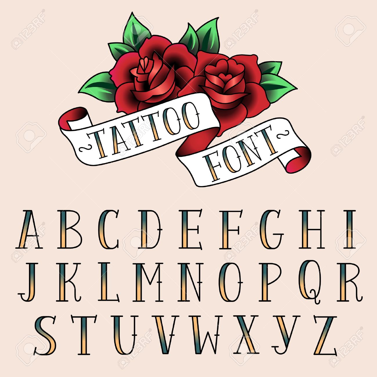 set of tattoo style letters alfabeth for your design royalty free letter styling for tattoos