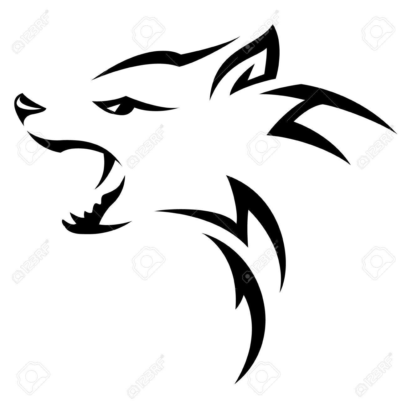 ハイエナは頭の部族タトゥーのデザインです 黒が白で隔離のイラスト素材 ベクタ Image