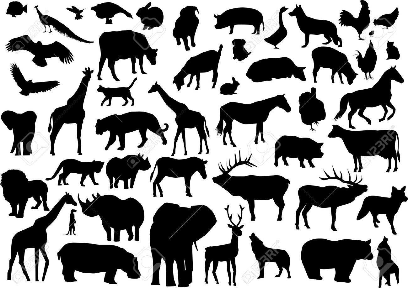 Animal Silhouettes Royalty Free SVG, Cliparts, Vectors, and Stock  Illustration. Image 7216419., image size:1300x919