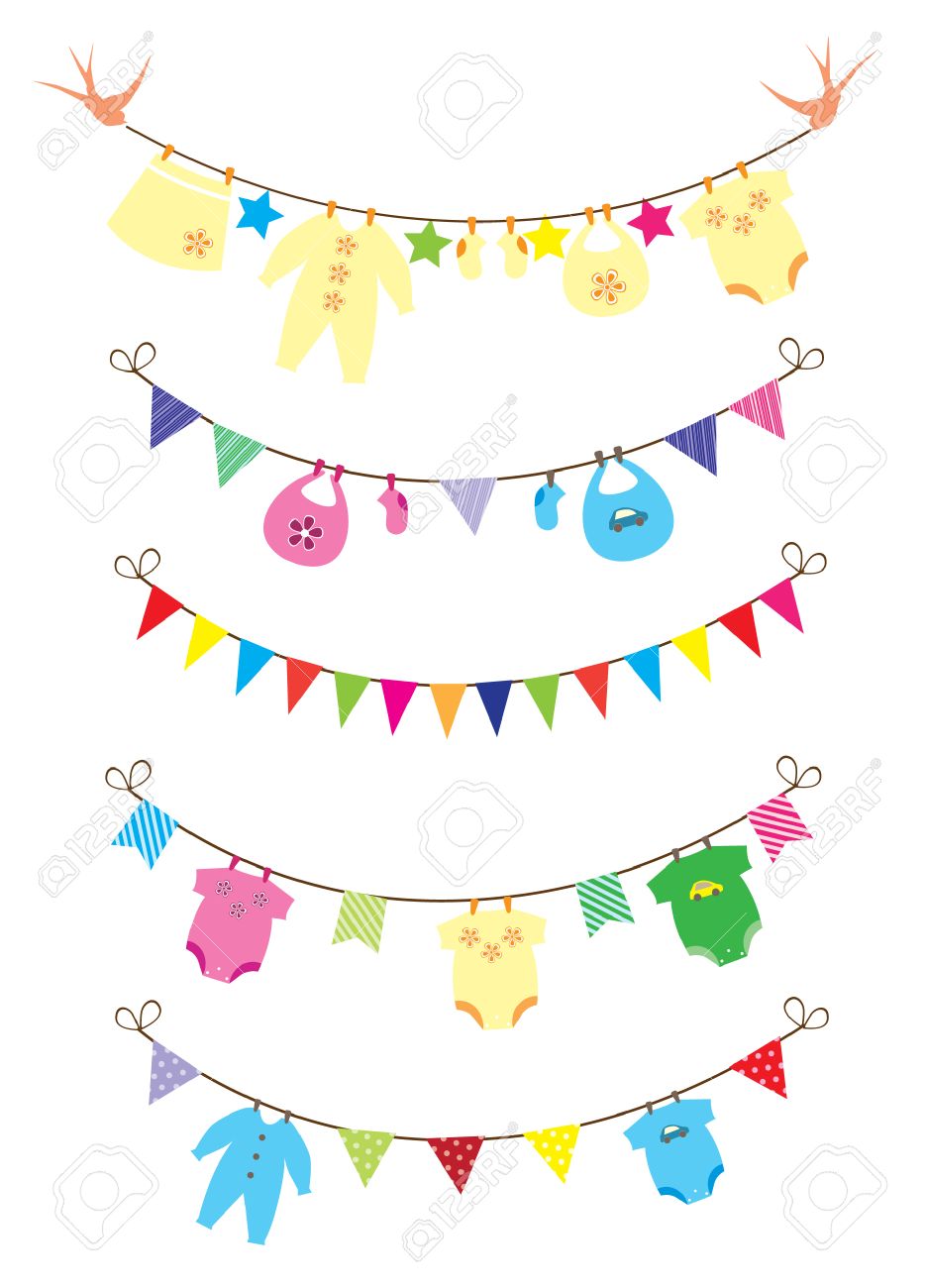 Newborn Baby Clothes With Bunting Royalty Free Cliparts Vectors