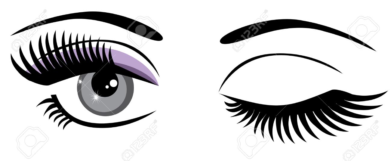 ojos con pestañas vector