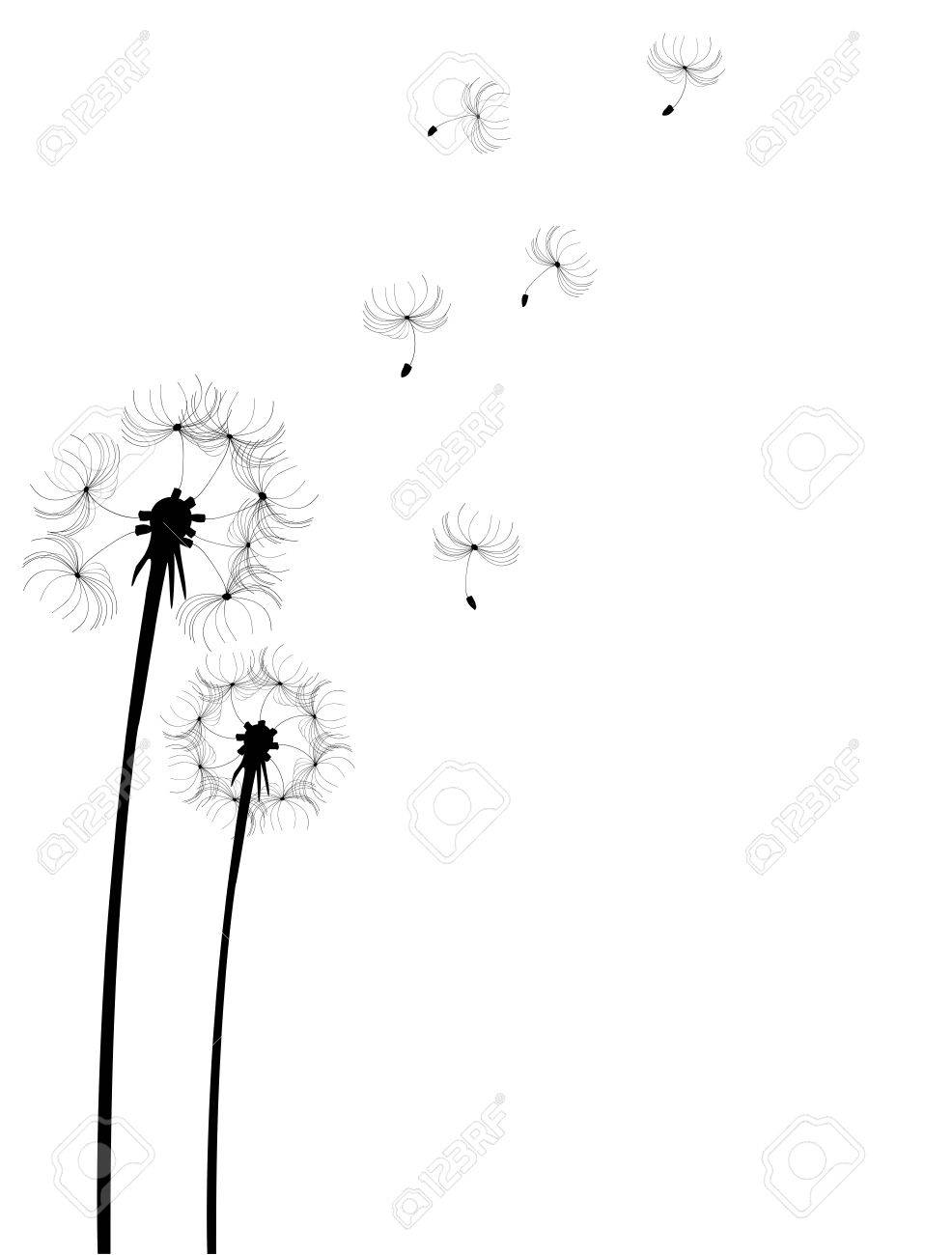 タンポポの花のシルエットのイラストのイラスト素材 ベクタ Image 53255699