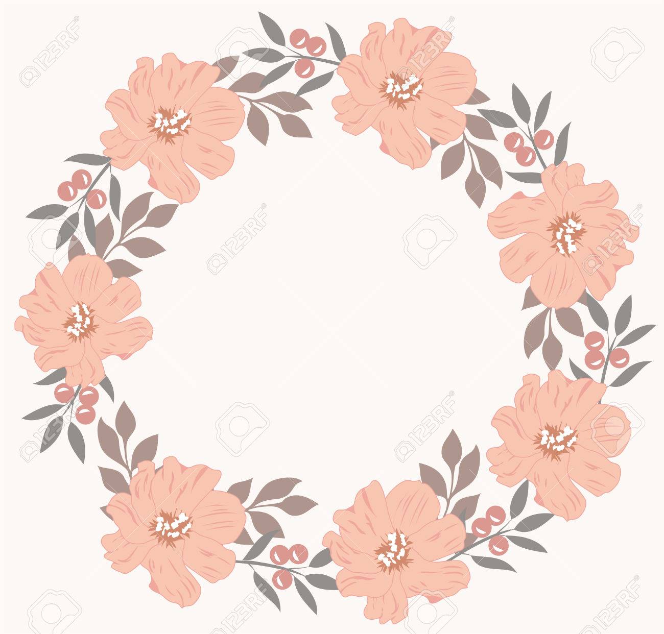 Ilustracion De Una Corona De Flores Ilustraciones Vectoriales Clip Art Vectorizado Libre De Derechos Image