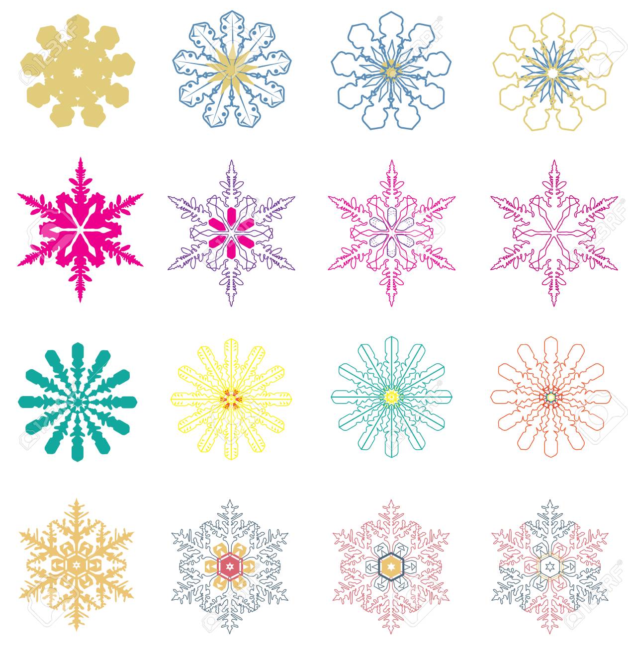 カラフルな雪の結晶のセットのベクトル イラスト のイラスト素材 ベクタ Image カラフルな雪の結晶のセットのベクトル イラスト のイラスト素材 ベクタ Image