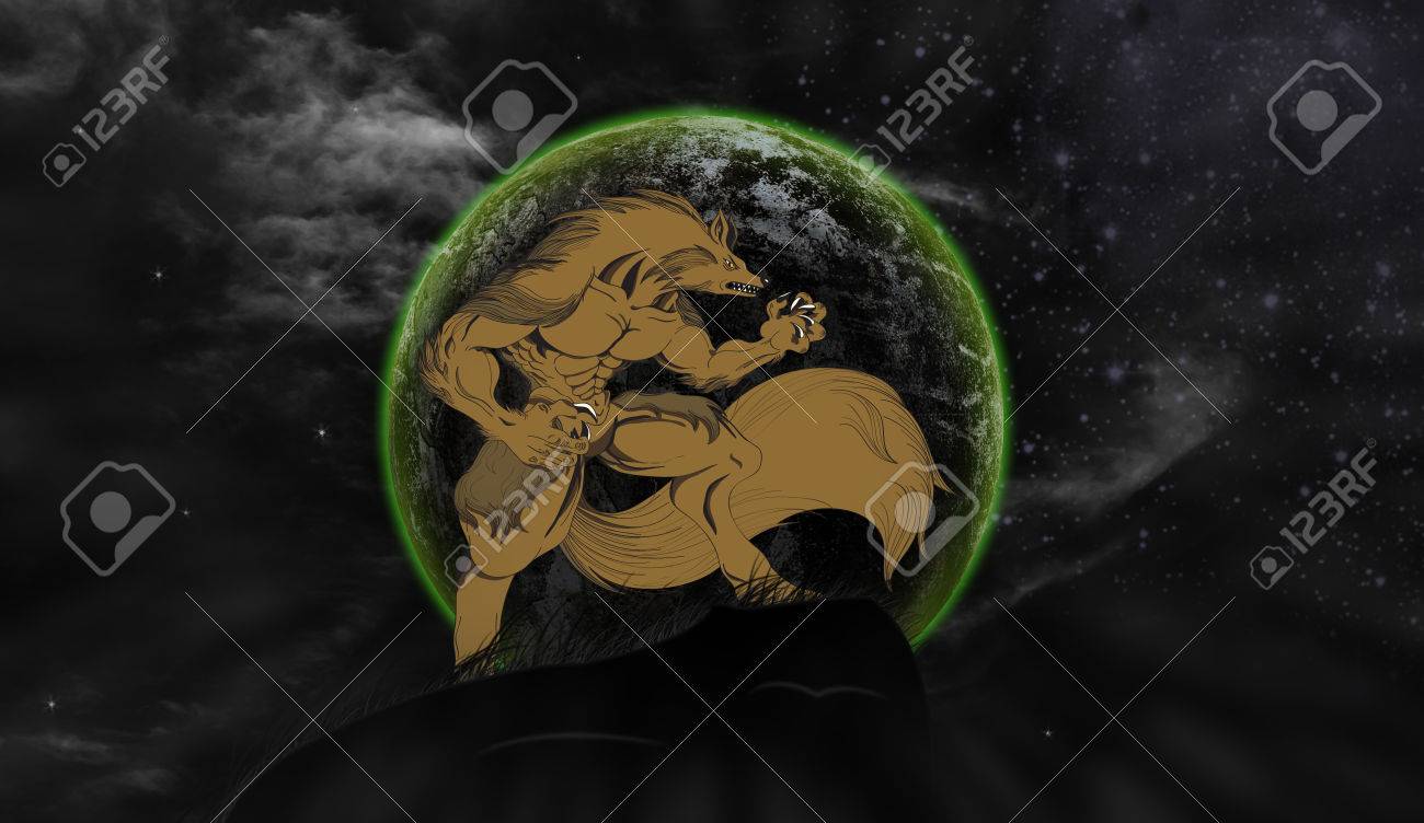 オオカミの遠ぼえ満月 の写真素材 画像素材 Image