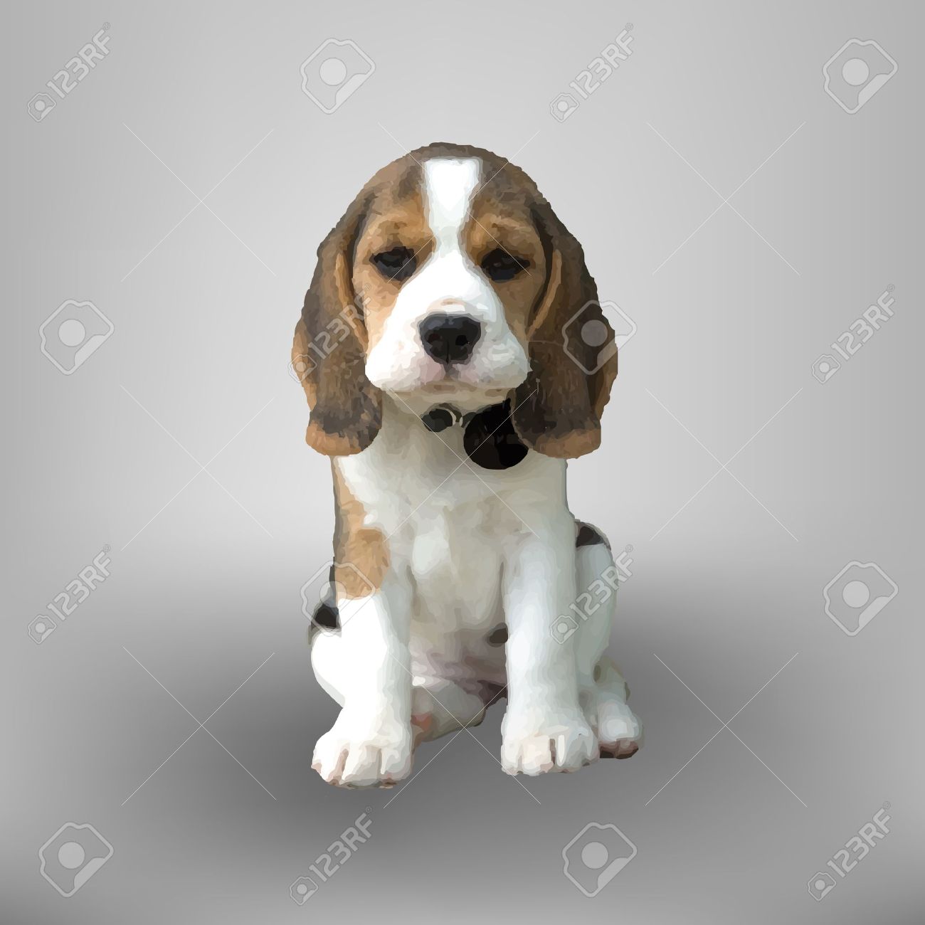 灰色の背景に小さいビーグル犬のイラスト素材 ベクタ Image