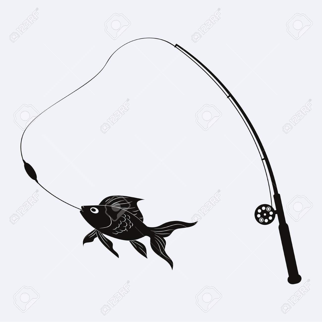Download Fishing Logo With Fishing Rod And Fish Vector Illustration Royalty Free Cliparts Vectors And Stock Illustration Image 129471900
