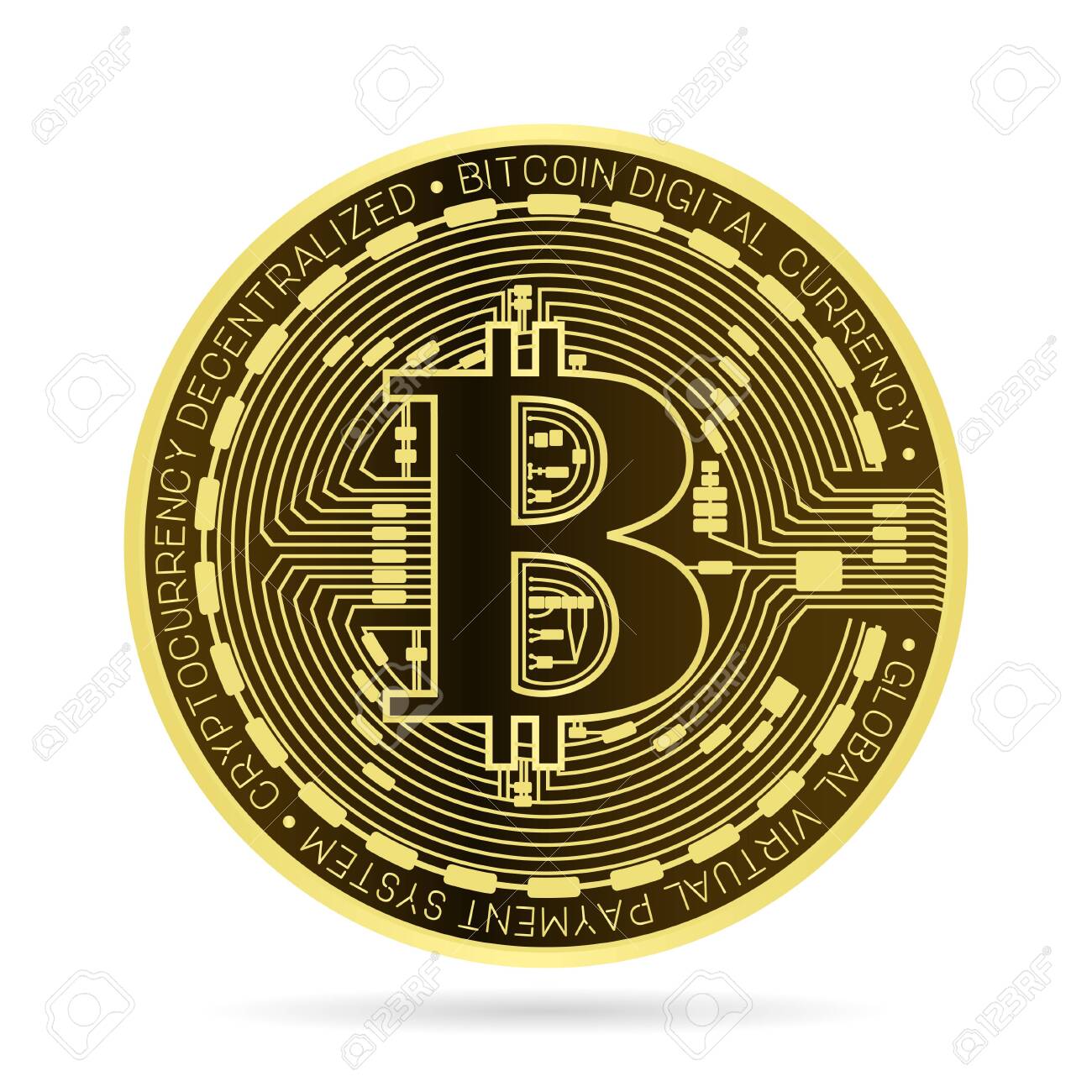 Bitcoin Coin. Cryptocurrency Sign. Blockchain Technology, Realistic Bitcoin  Currency Symbol. Vector Illustration. Royalty Free SVG, Cliparts, Vectors,  and Stock Illustration. Image 127855156.