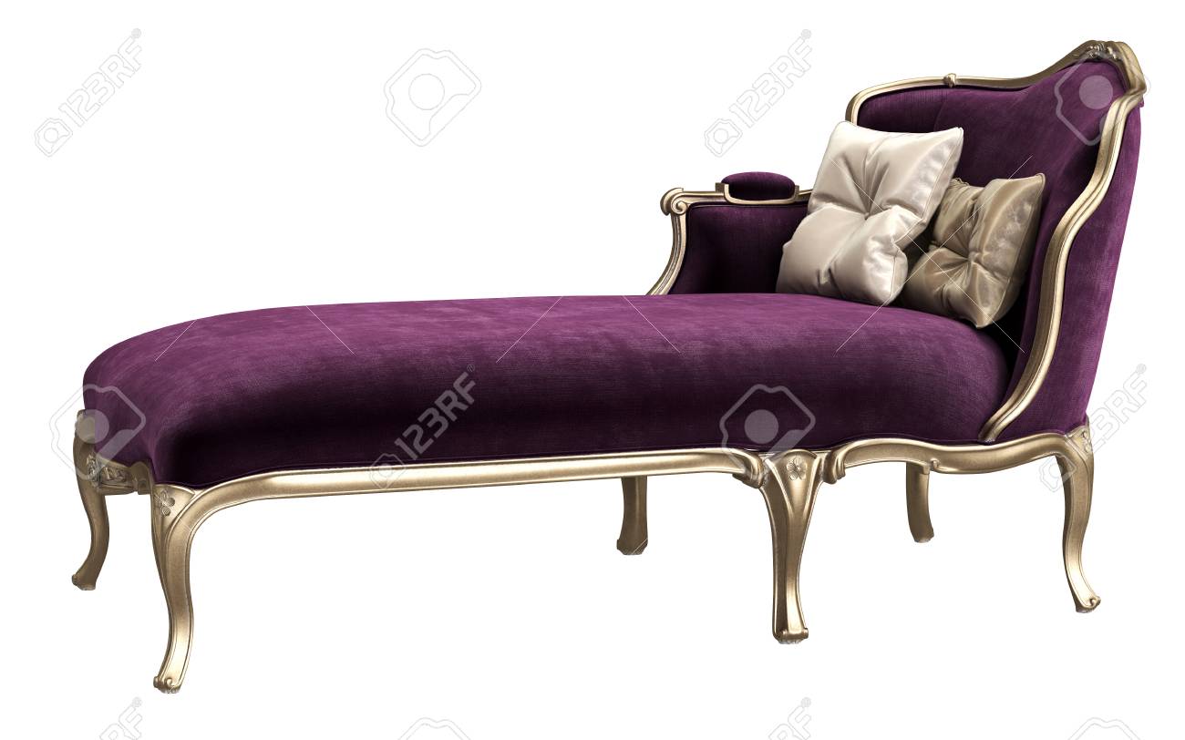 Classic Chaise Longue Isolated On White Background. Gilded - Classic Chaise Longue Isolated On White Background. Gilded