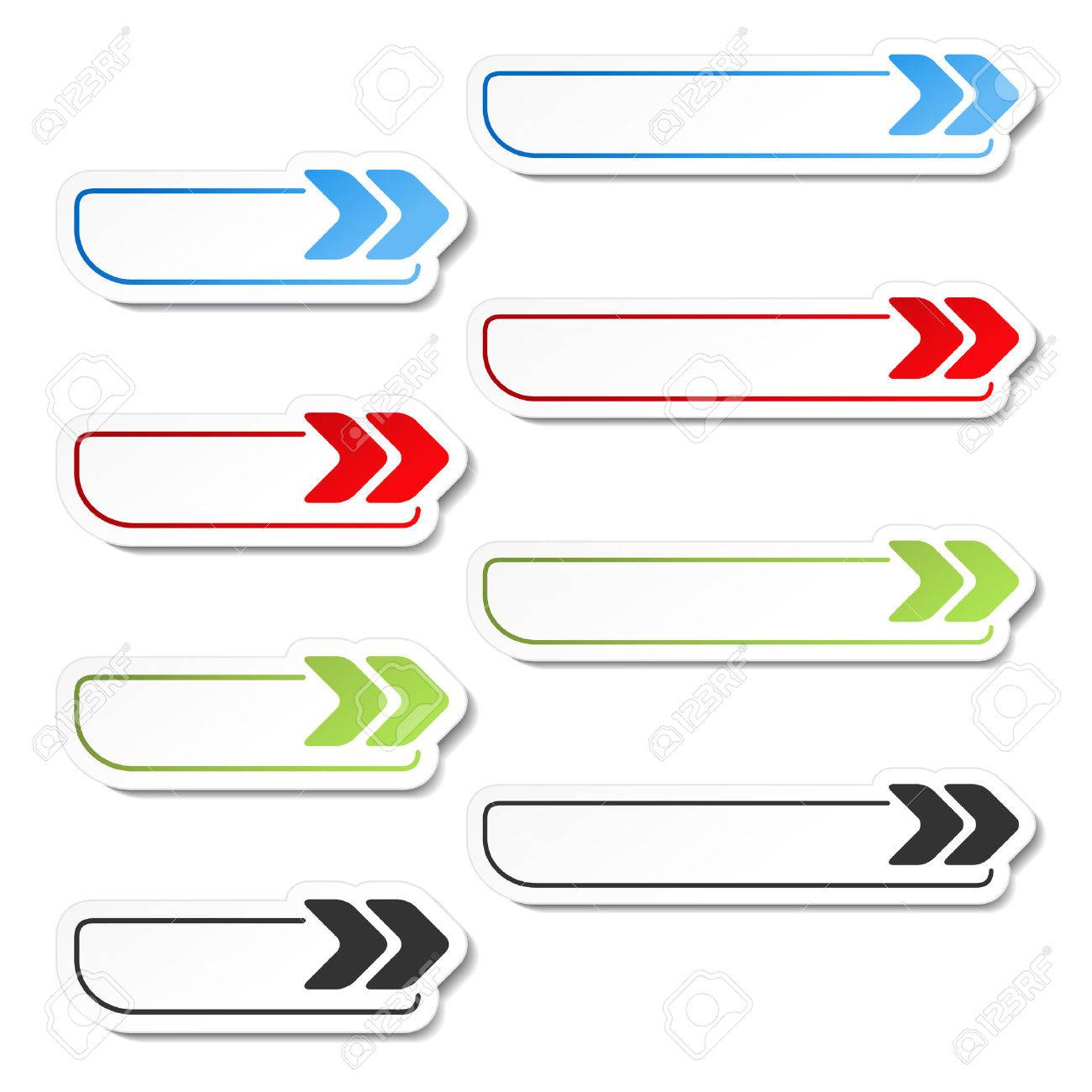 ベクトル矢印ボタン 白いシンプルなステッカー 角の丸い四角形の黒 緑 青 赤の矢印 イラスト のイラスト素材 ベクタ Image