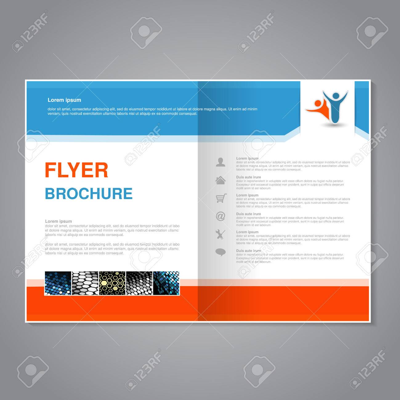 vector vector modern brochure abstract flyer with simple dotted design aspect ratio for a4 size poster of blue orange grey golden silver and white