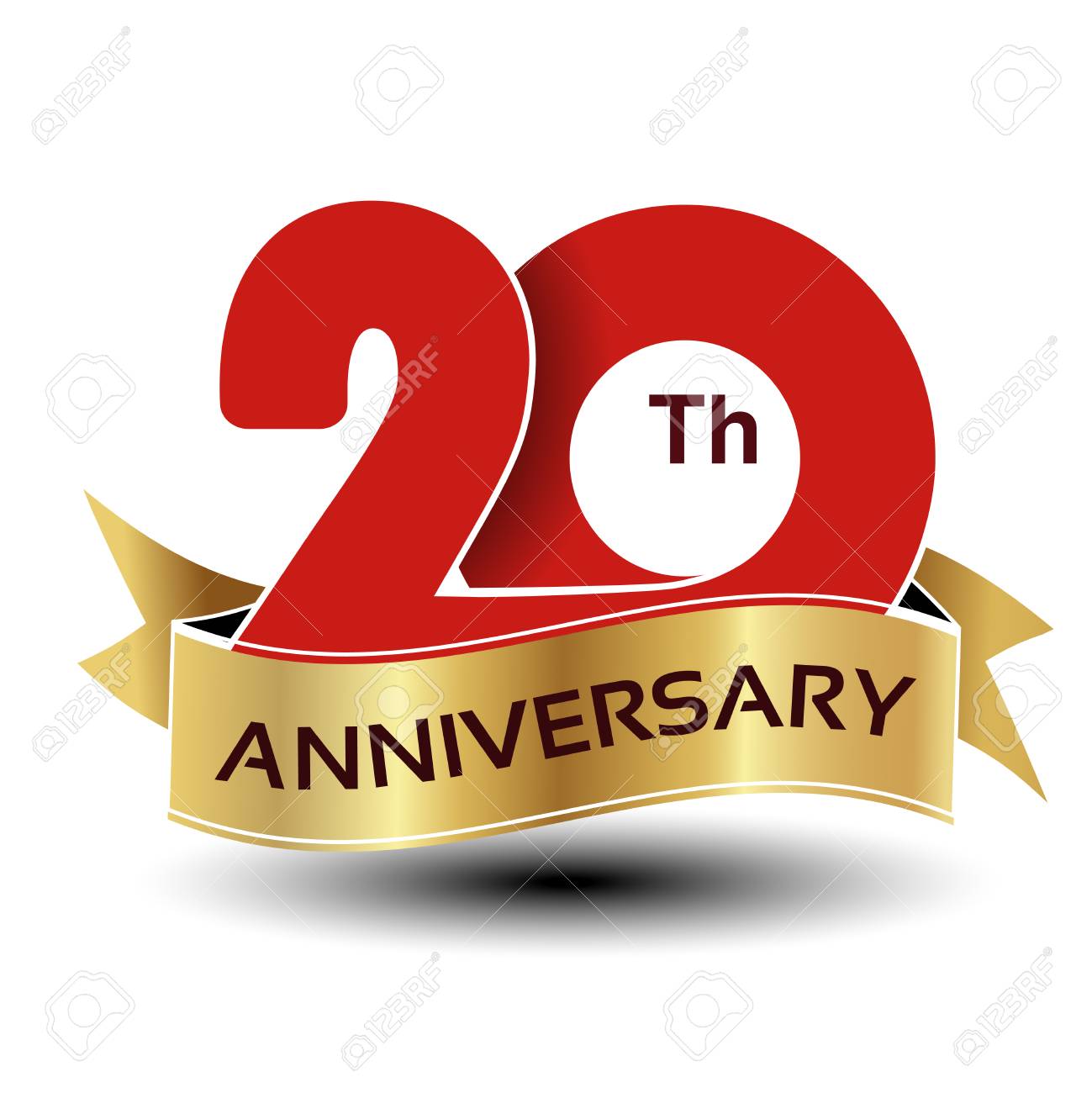 ベクター 周年 ゴールデン リボン イラストと赤ナンバーのイラスト素材 ベクタ Image