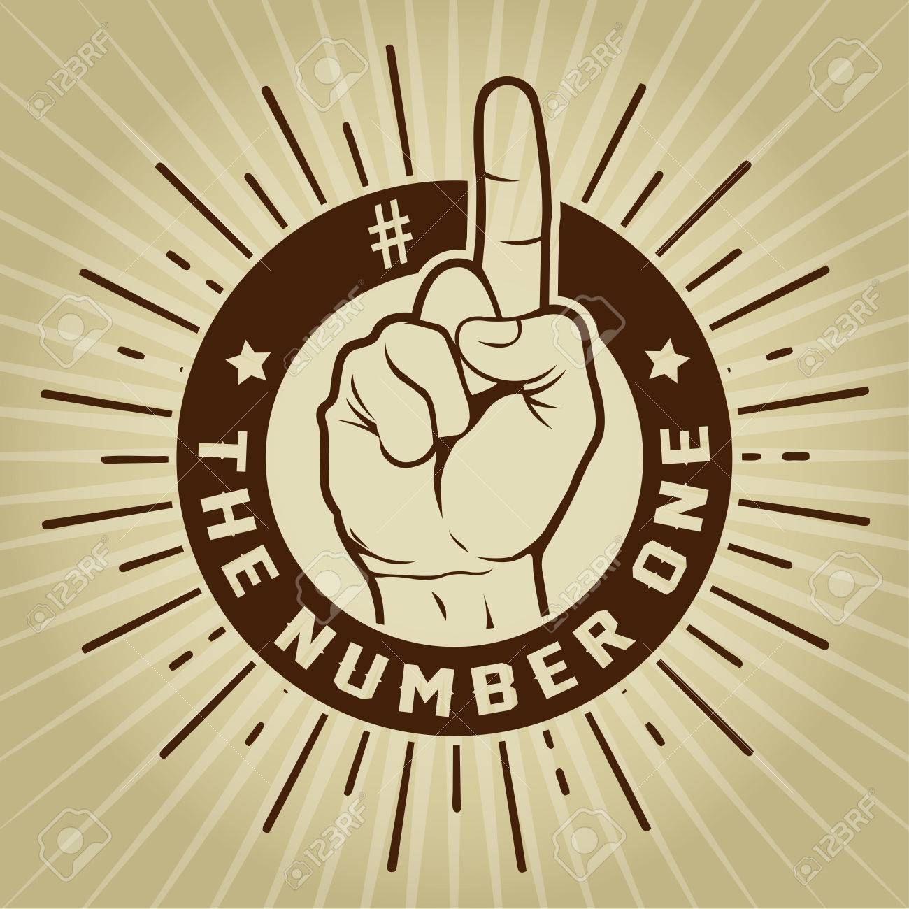 ビンテージ レトロ ナンバーワン手シールのイラスト素材・ベクター Image 45570411