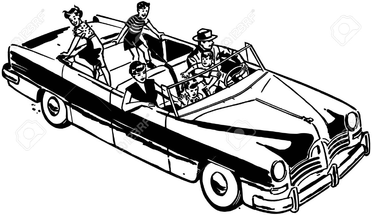 家族の車に乗るのイラスト素材 ベクタ Image