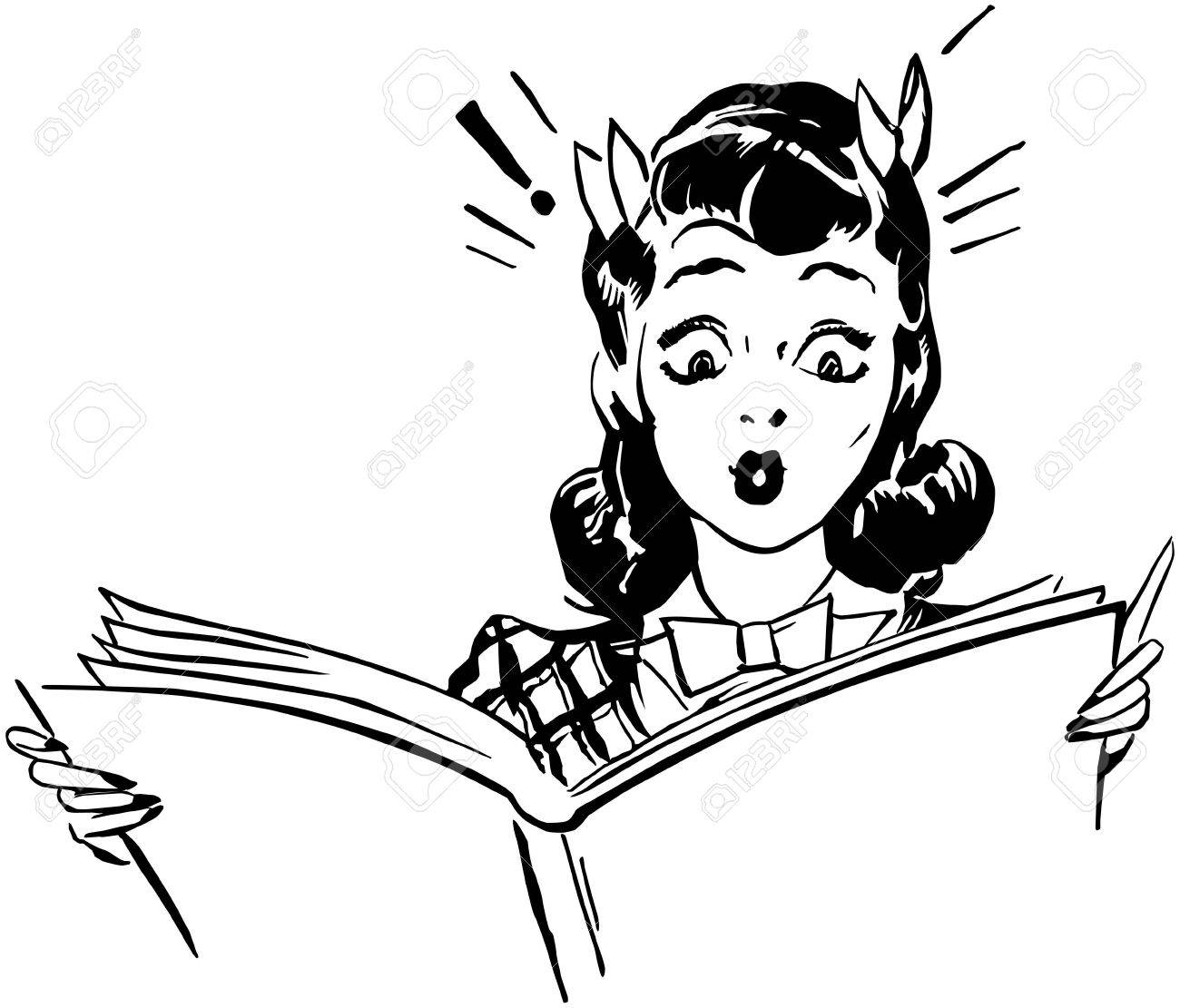 驚きの女性の読書のイラスト素材 ベクタ Image 驚きの女性の読書のイラスト素材 ベクタ Image